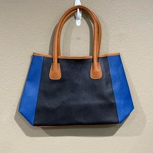 Neiman Marcus Pebbled Tote Hand Bag Multicolor Black Brown Faux Leather Purse